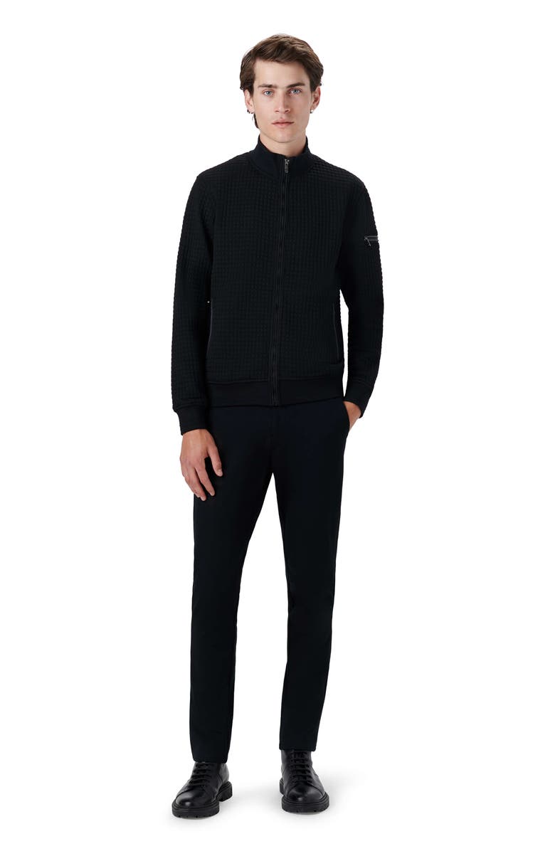 Bugatchi Stretch Zip Cardigan, Alternate, color, Caviar