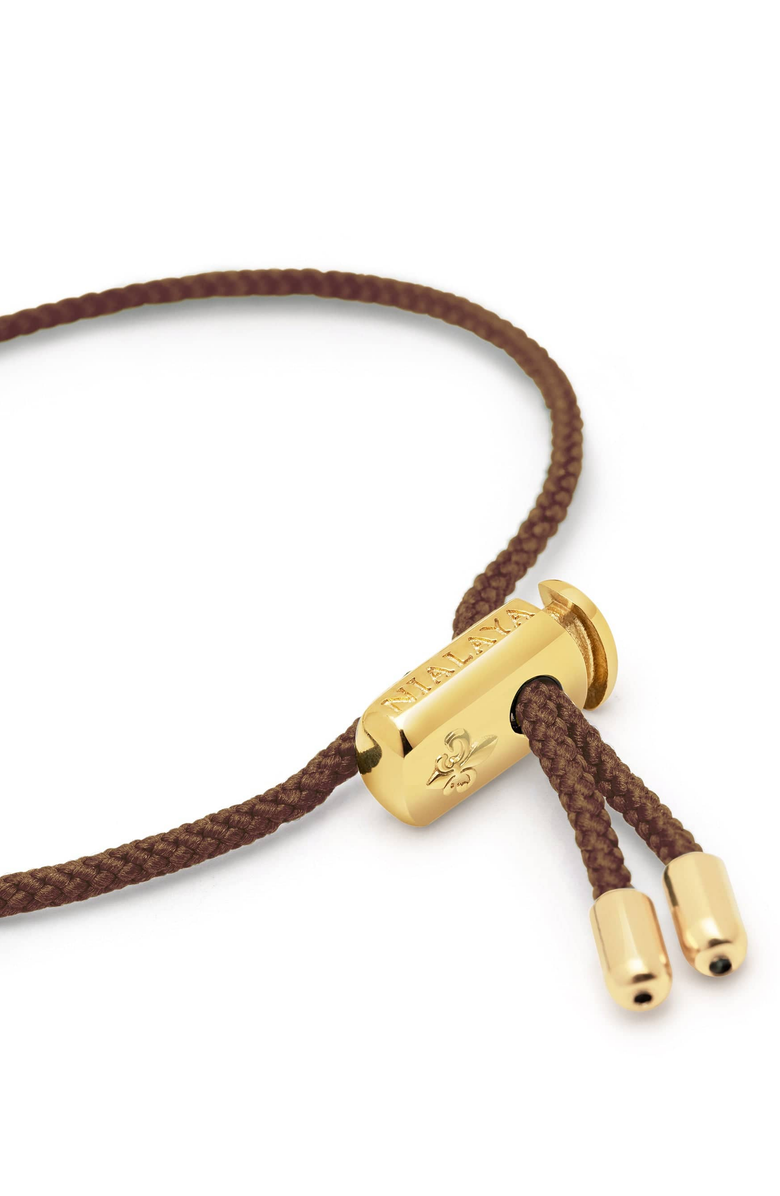Nialaya Brown String Adjustable Gold Lock Bracelet, Alternate, color, Brown / Gold