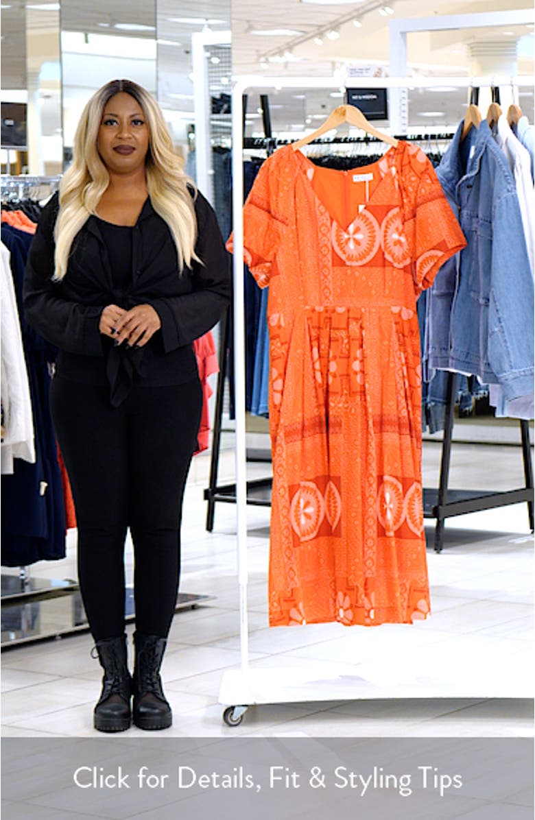 Amity Pleated Puff Sleeve Cotton Fit & Flare Dress, sales video thumbnail