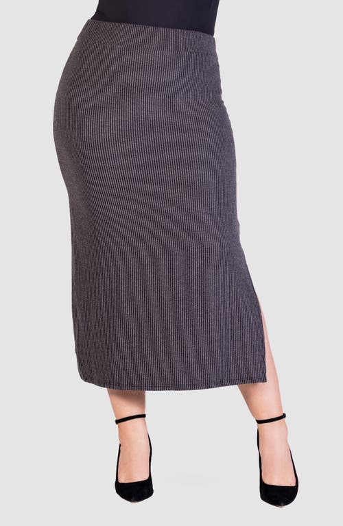 Shop 24seven Comfort Apparel Rib Midi Skirt In Black