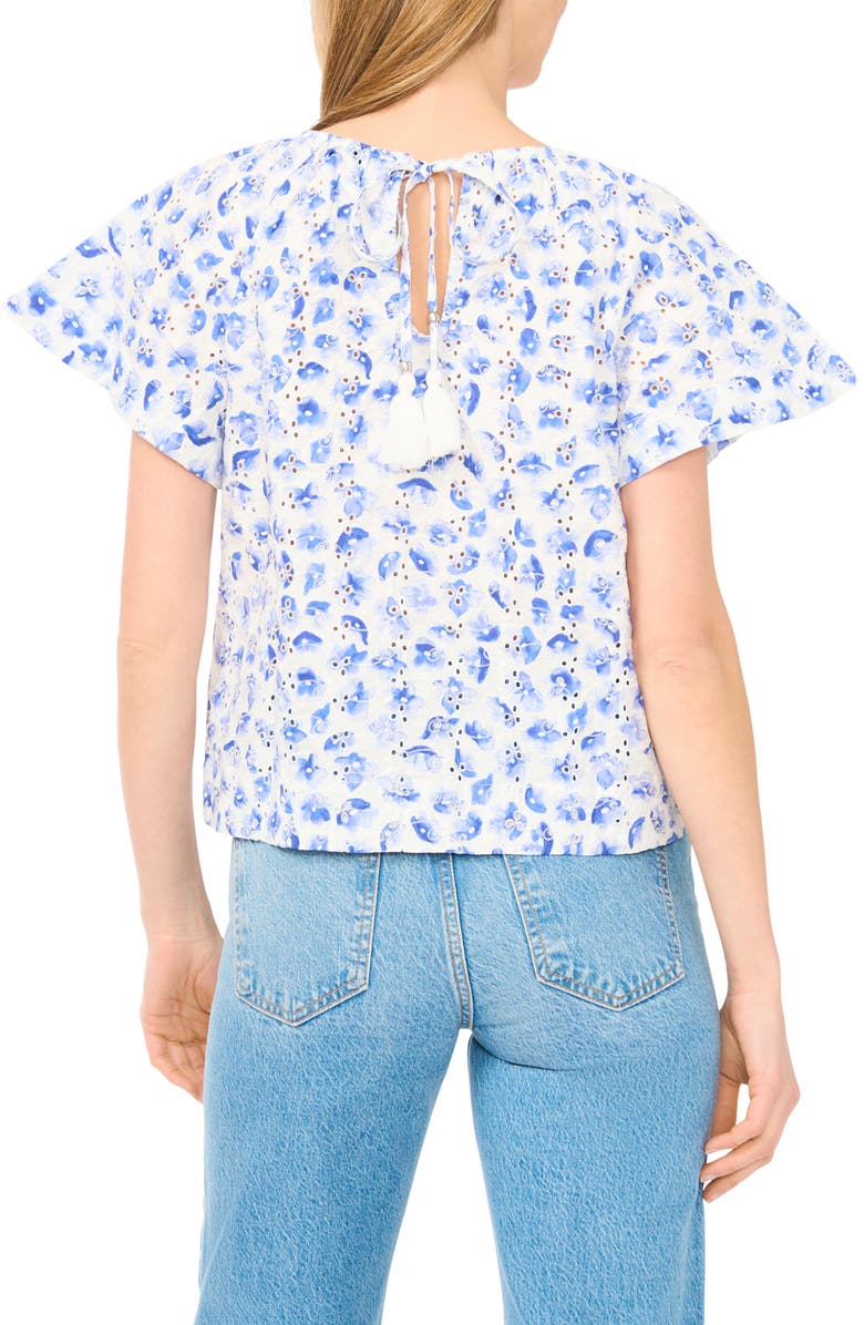 CeCe Tassel Tie Cotton Poplin Top, Alternate, color, 