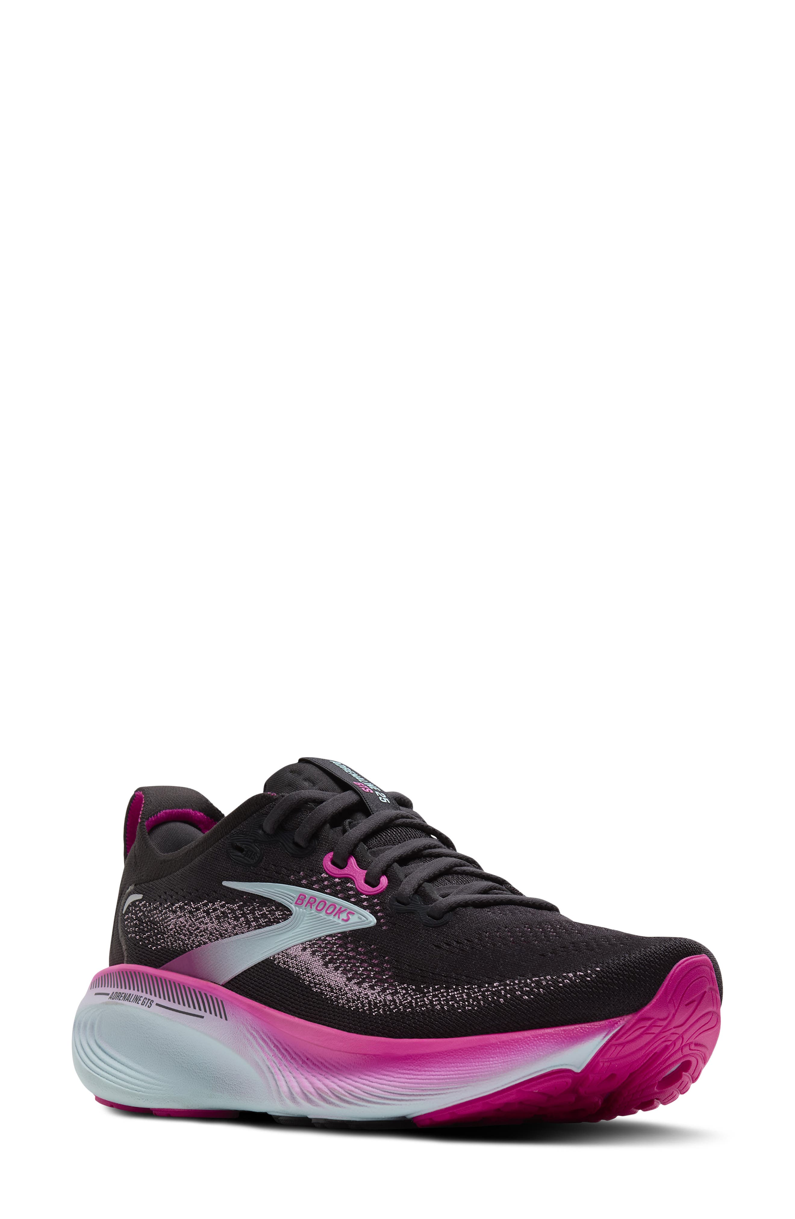 Brooks Adrenaline GTS 25 Running Shoe, Main, color, Black/ Cyber Pink/ Iced Aqua