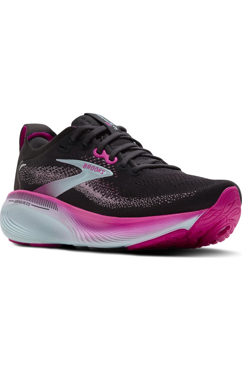 Brooks Adrenaline GTS 25 Running Shoe, Main, color, Black/ Cyber Pink/ Iced Aqua