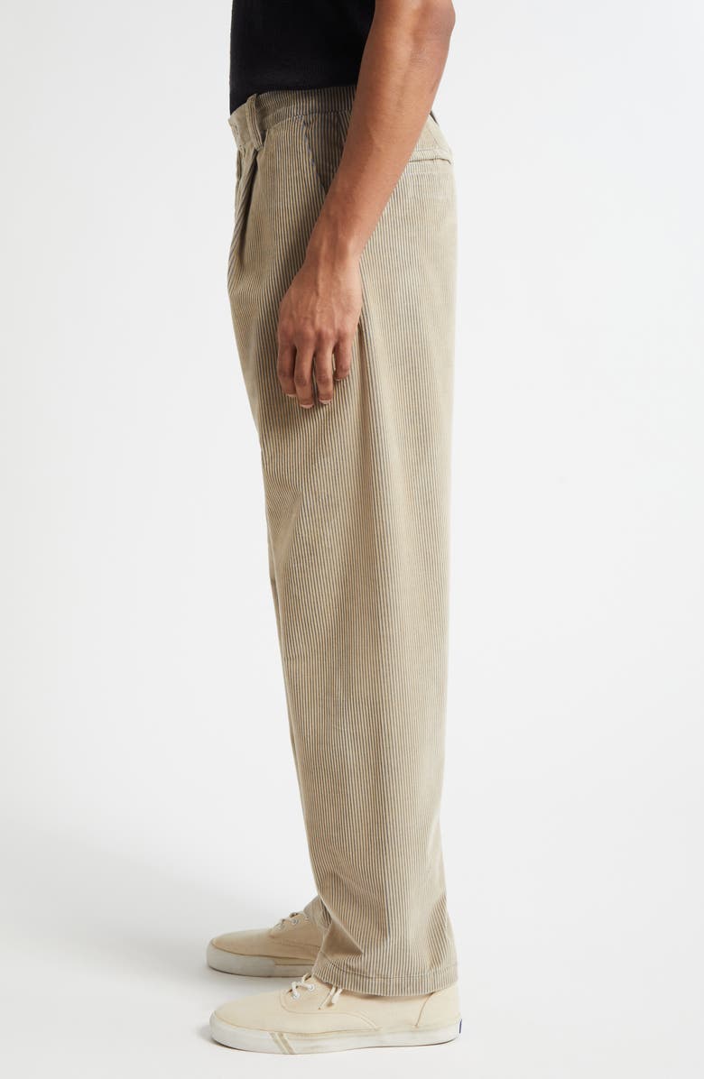 The Elder Statesman Pleated Corduroy Trousers, Alternate, color, Silver/ Camel