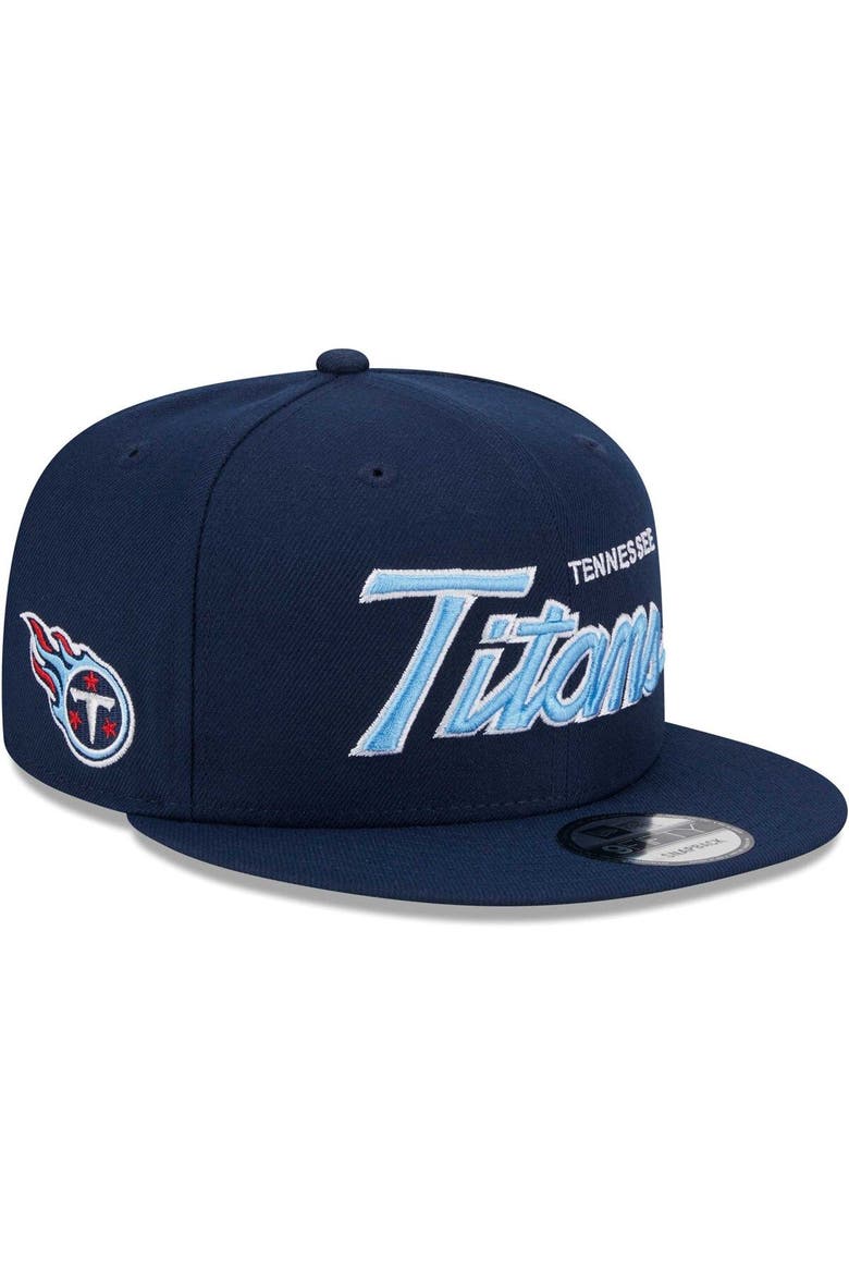 Men's New Era Navy Tennessee Titans Main Script 9FIFTY Snapback Hat, Main, color, Navy
