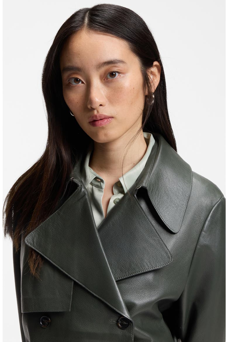 Satela Leather Jacket, Alternate, color, TEA LEAF