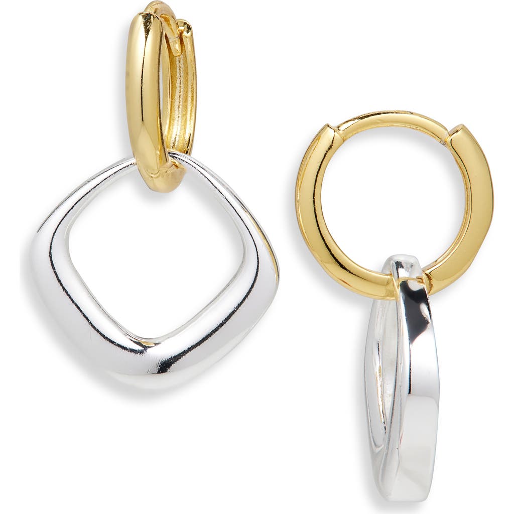 Argento Vivo Sterling Silver Square Drop Hoop Earrings In Metallic