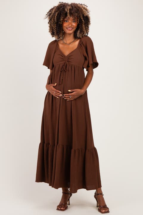Flutter Sleeve Ruffle Hem Maxi Dress