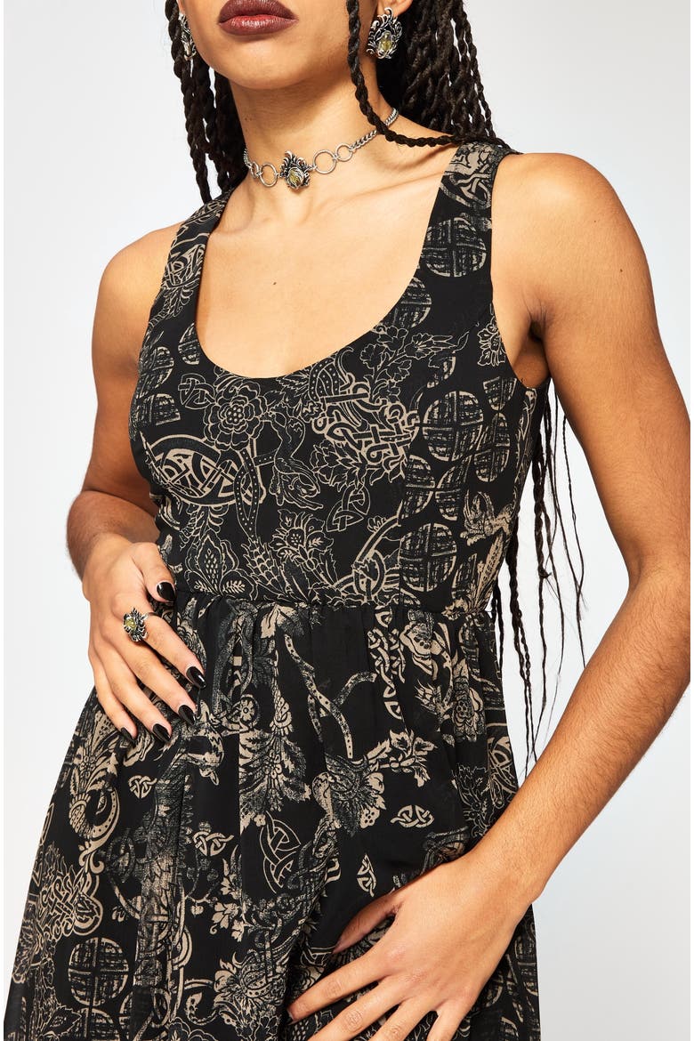 Surge Celtic Print Cami Midaxi Dress, Alternate, color, Black