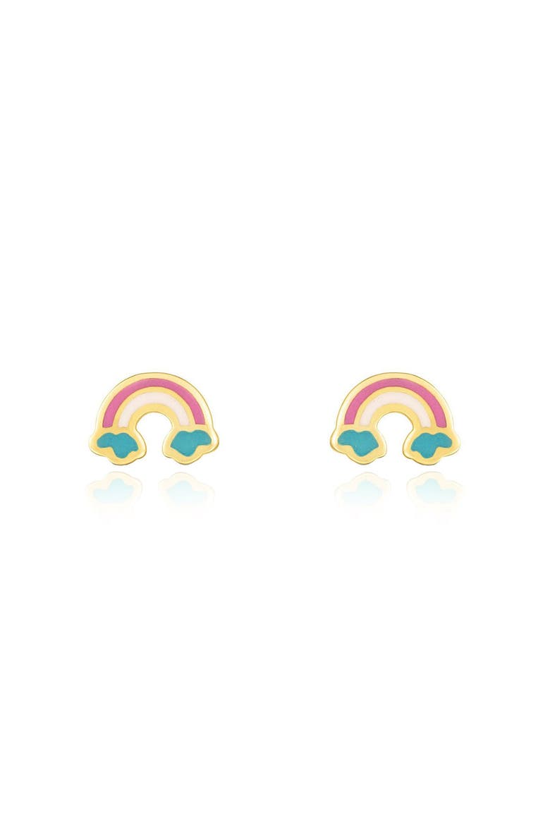 Rainbow Enamel Stud Earrings, Alternate, color, Enamel/Yellow Gold