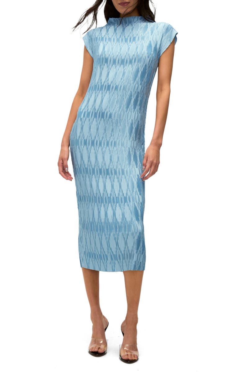 Veronica Beard Gramercy Plissé Midi Dress, Main, color, 