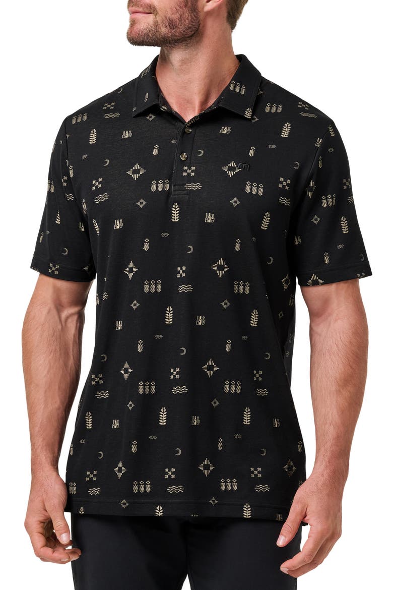 Weather Patterns Print Cotton Blend Polo, Main, color, BLACK