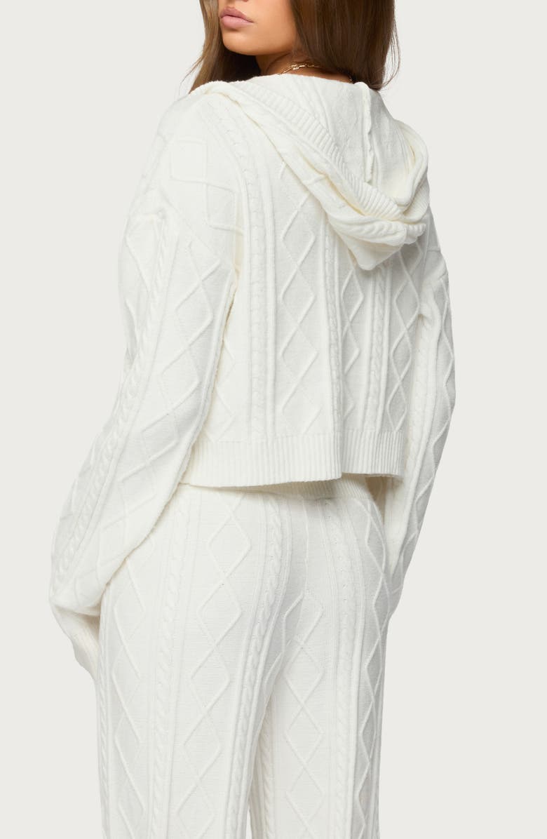 EDIKTED Louise Cable Stitch Hoodie, Alternate, color, 