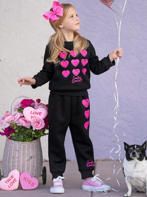 Mia Belle Girls Girls Smileyworld Love Struck Sweatshirt & Jogger Set In Black