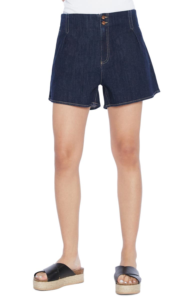 Wash Lab Denim Wash Lab Pleat Denim Shorts, Main, color, 