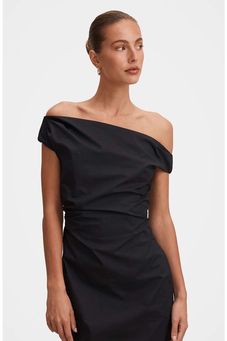 Nicole One-Shoulder Cotton Dress, Alternate, color, BLACK