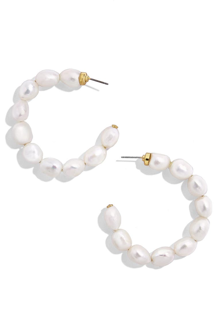 Dafina Hoop Earrings, Main, color, WHITE