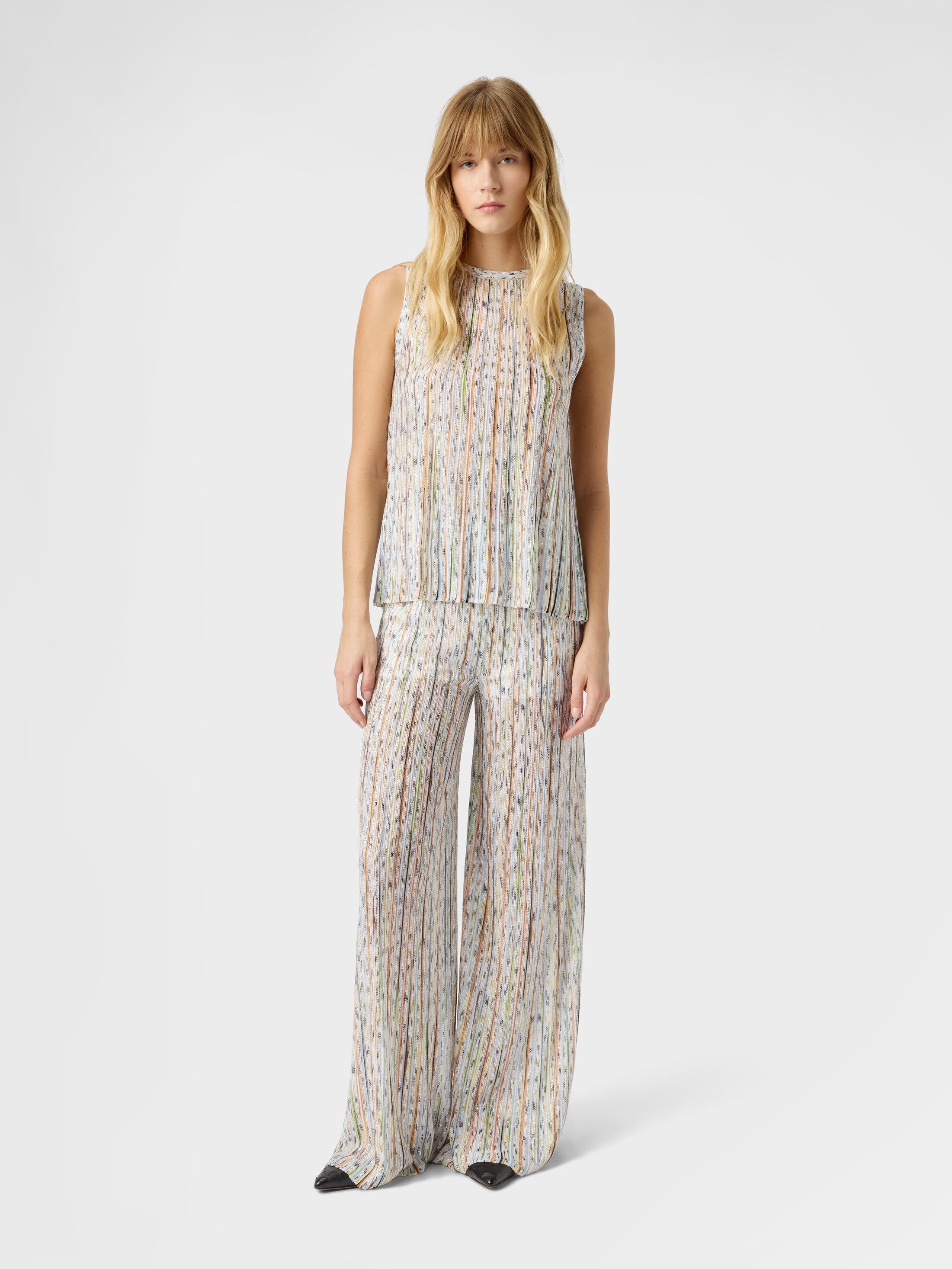 Sleeveless Top In Ribbed Viscose Blend With Sequins - image 4