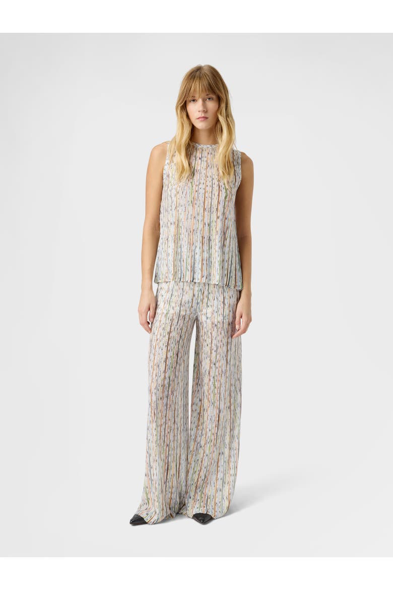 Sleeveless Top In Ribbed Viscose Blend With Sequins, Alternate, color, White & Green