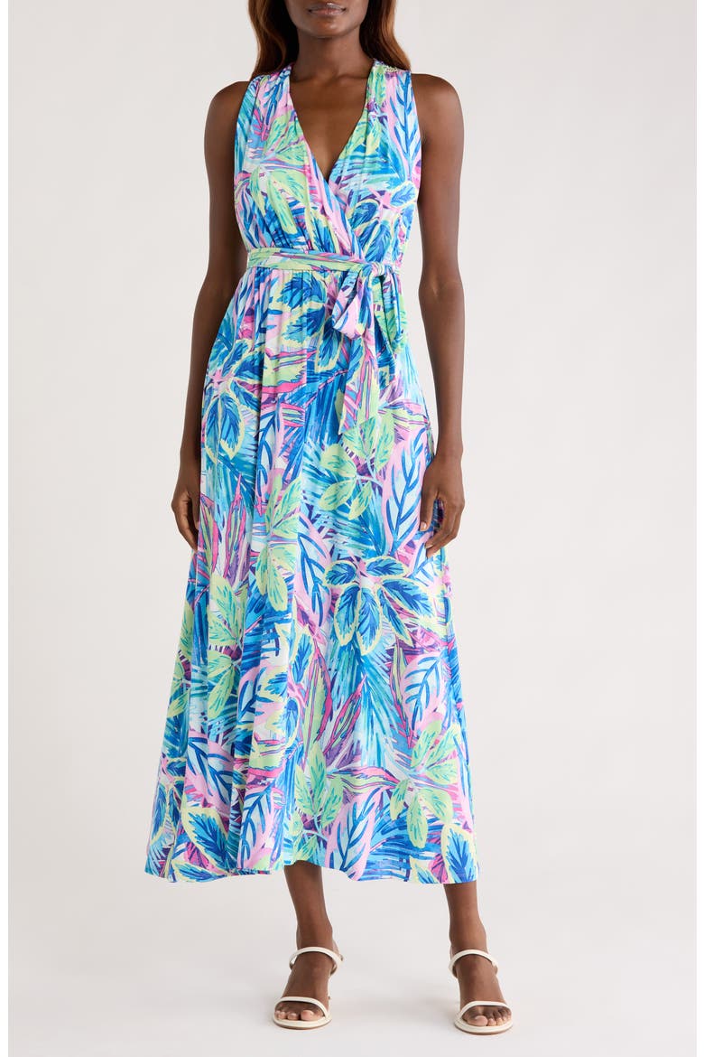 Frond Grove Sleeveless Maxi Dress, Main, color, CYBER LIGHT