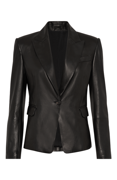 Brunello Cucinelli Nappa Leather Blazer In Black
