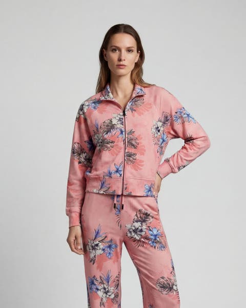 Exotic Floral Womens Cropped Zip Jacket
