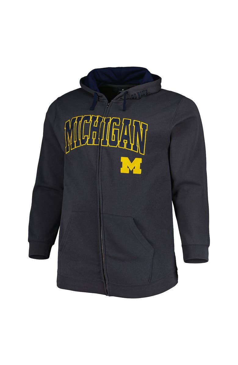 COLOSSEUM Men's Colosseum Charcoal Michigan Wolverines Big & Tall Team Full-Zip Hoodie, Alternate, color, Charcoal