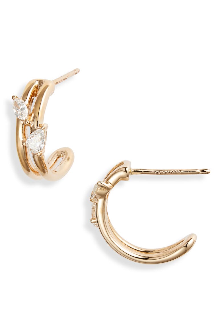 Taylor Elaine Diamond Double Huggie Hoop Earrings, Main, color, YELLOW GOLD
