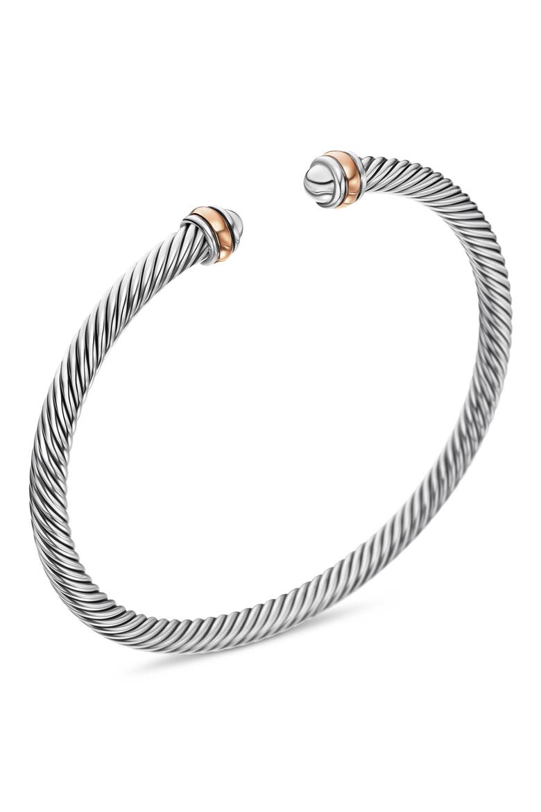 Cable Classics Sterling Silver & 18K Yellow Gold Bracelet, 4mm, Alternate, color, ROSE GOLD
