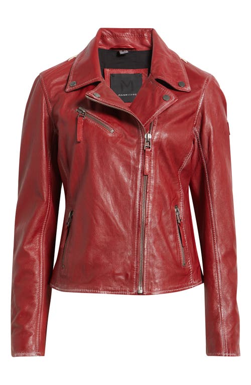 Mauritius Christy Leather Moto Jacket In Red
