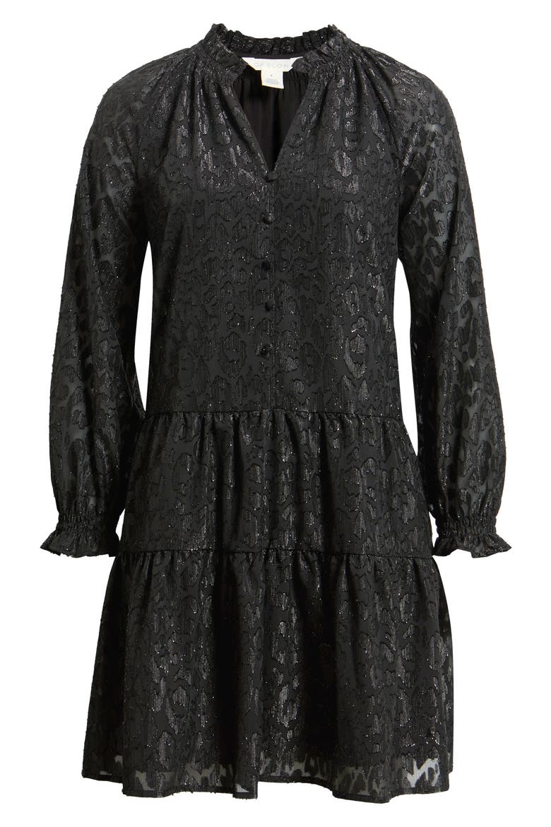 Long Sleeve Tiered Dress, Main, color, BLACK