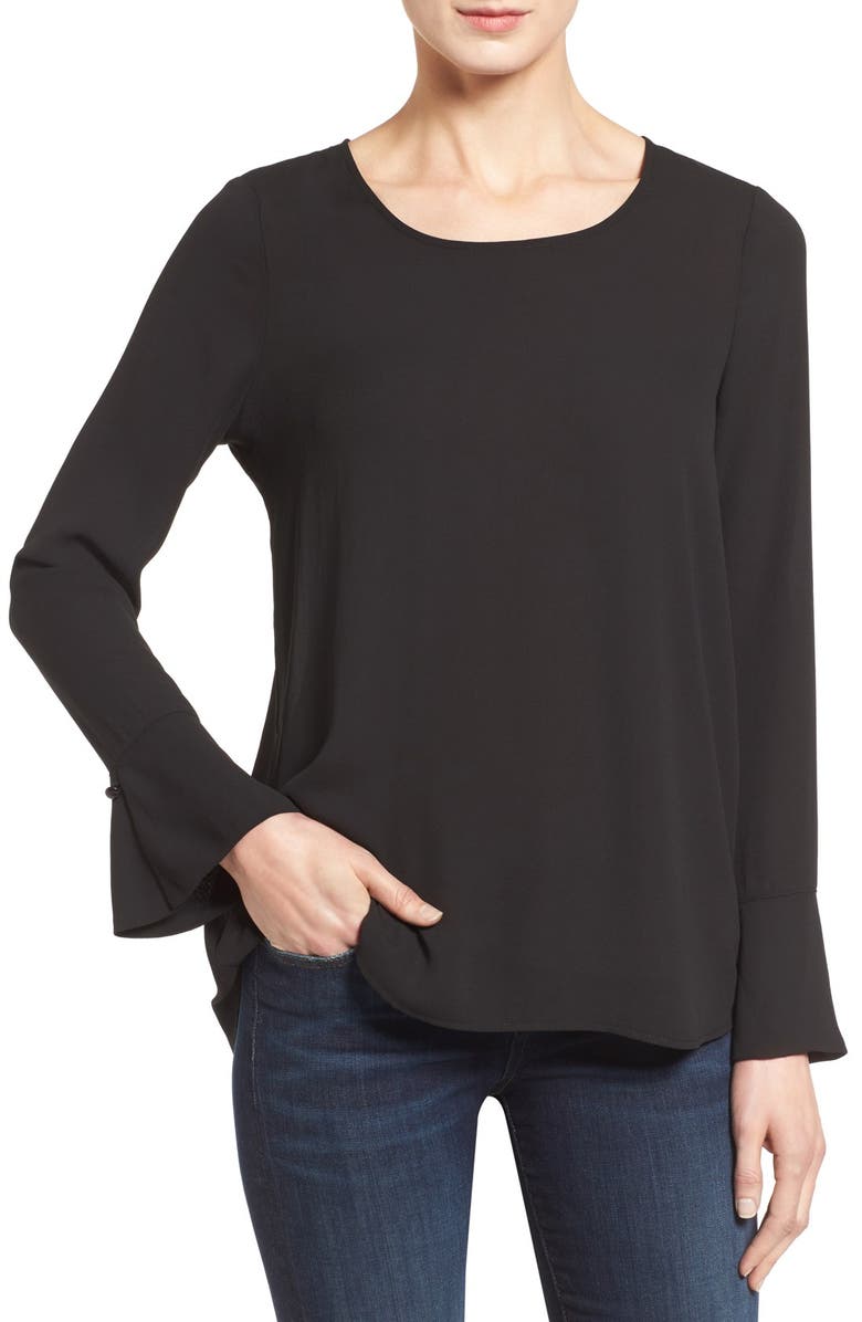 Pleione Bell Cuff High/Low Blouse, Main, color, 