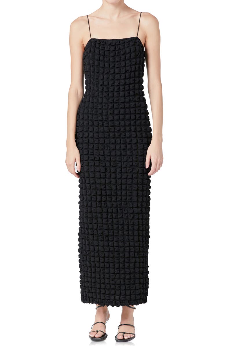 Endless Rose Bubble Maxi Slipdress, Alternate, color, Black