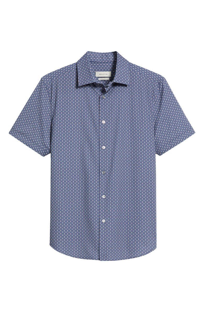 Bugatchi Miles OoohCotton<sup>®</sup> Geometric Print Short Sleeve Button-Up Shirt, Alternate, color, 