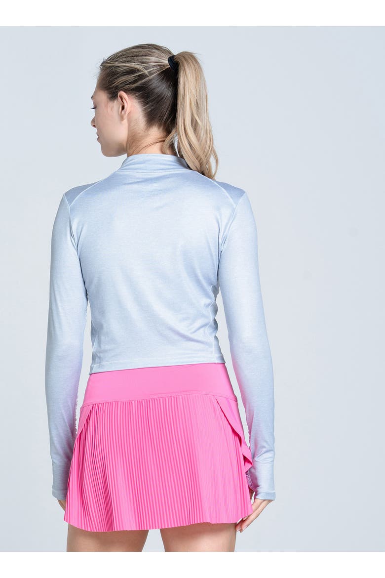 Mock Neck Hip Fit Long Sleeve Top, Alternate, color, Heather Grey