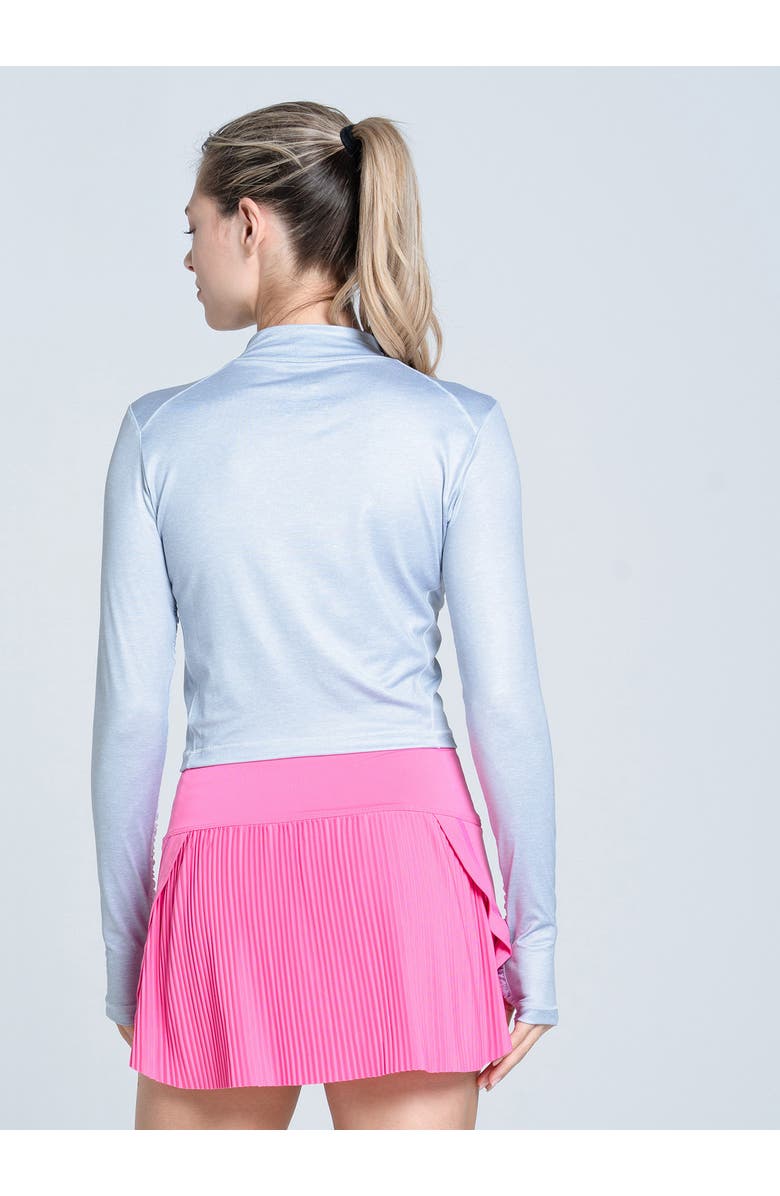 Lucky in Love Mock Neck Hip Fit Long Sleeve Top, Alternate, color, Heather Grey