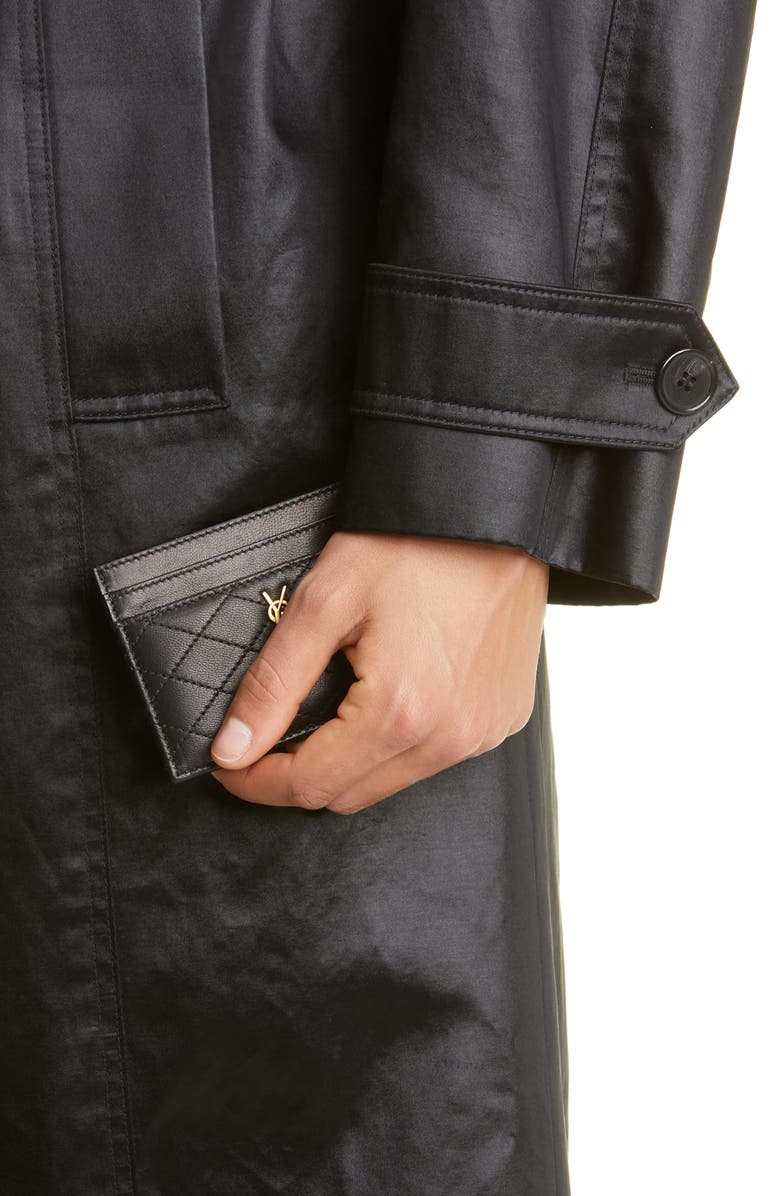 Saint Laurent Gaby Quilted Leather Card Case, Alternate, color,