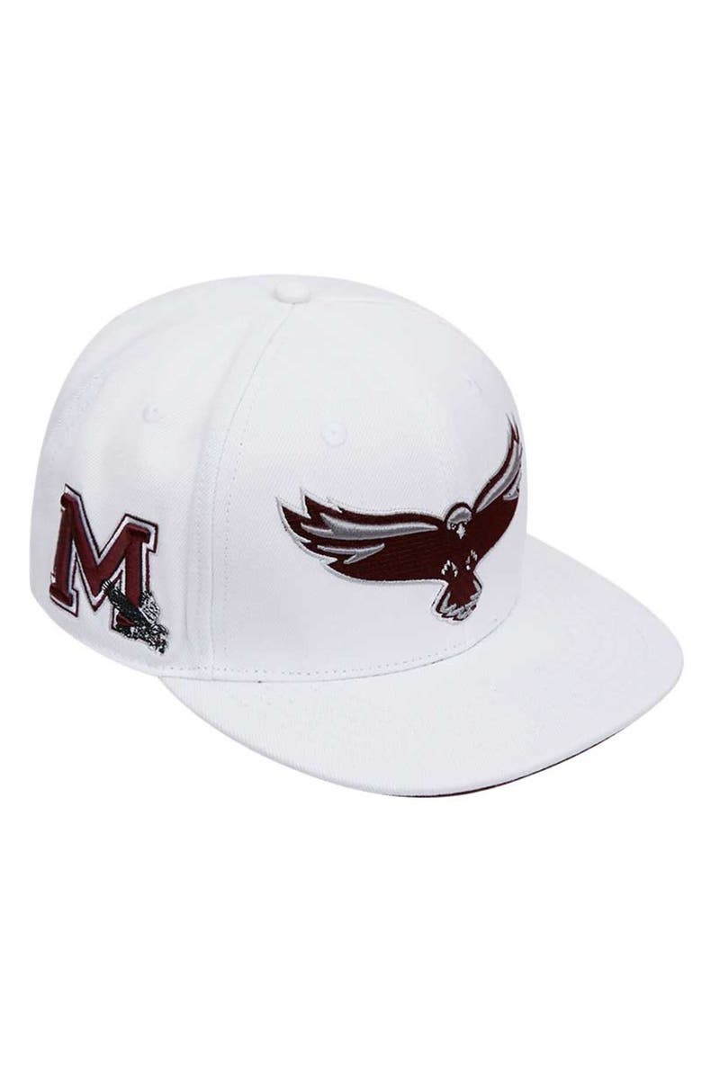 PRO STANDARD Men's Pro Standard White Maryland Eastern Shore Hawks Mascot Evergreen Wool Snapback Hat, Alternate, color, White