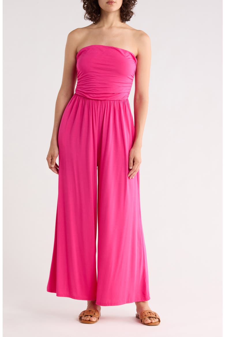 Strapless Wide Leg Jumpsuit, Main, color, HOT PINK