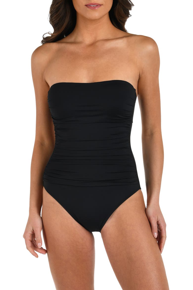 Shirred Cutout One-Piece Swimsuit, Alternate, color, BLACK