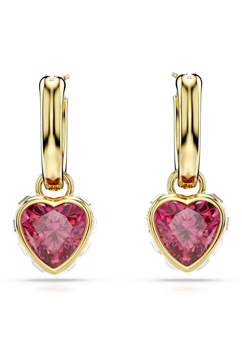 Chroma Heart Drop Hoop Earrings, Alternate, color, RED
