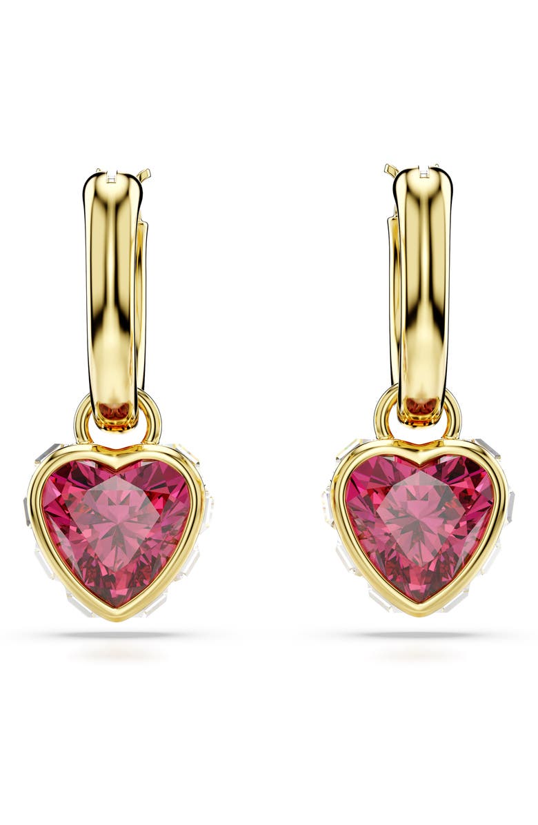 Swarovski Chroma Heart Drop Hoop Earrings, Alternate, color, Red