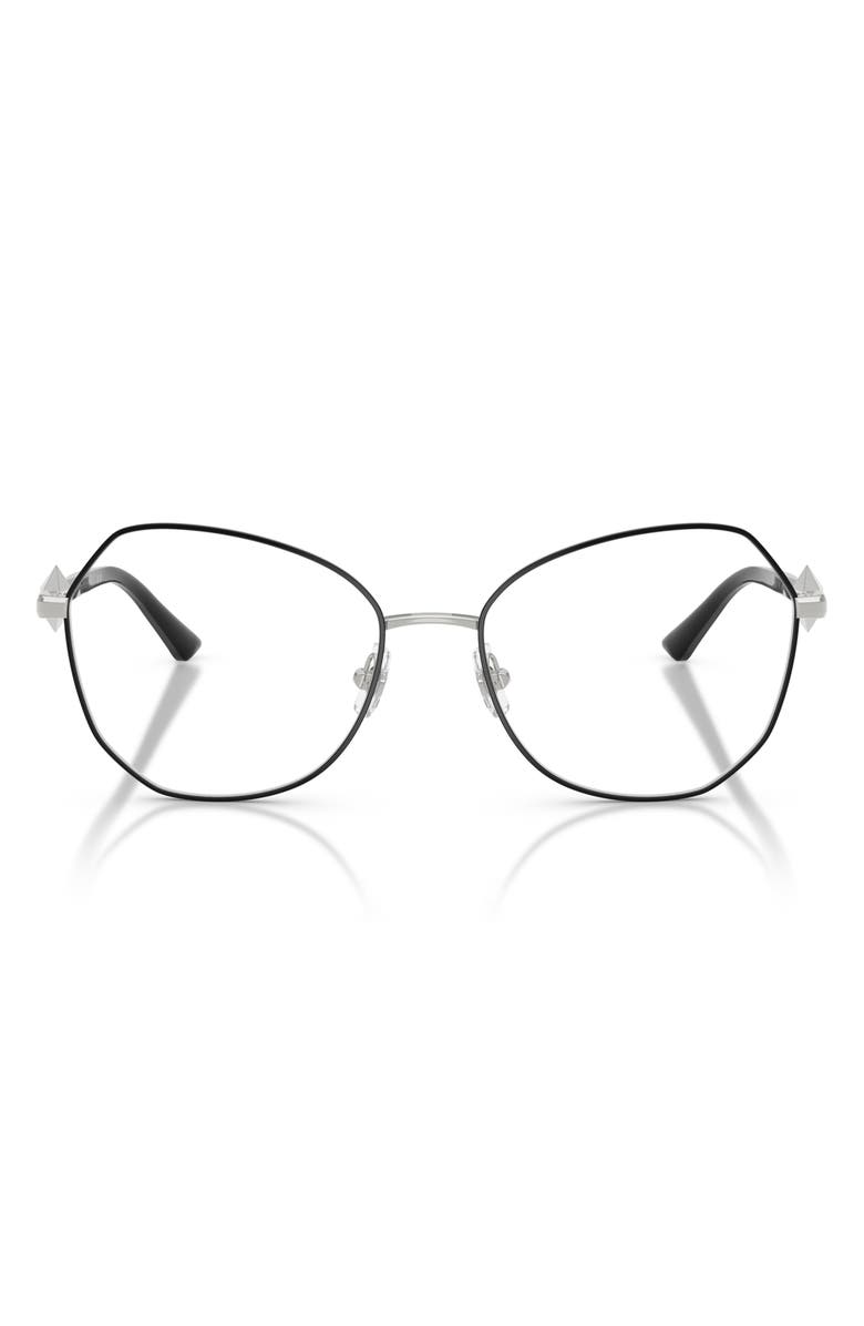 Jimmy Choo 55mm Round Optical Glasses, Main, color, Silver/ Black / Demo Lens