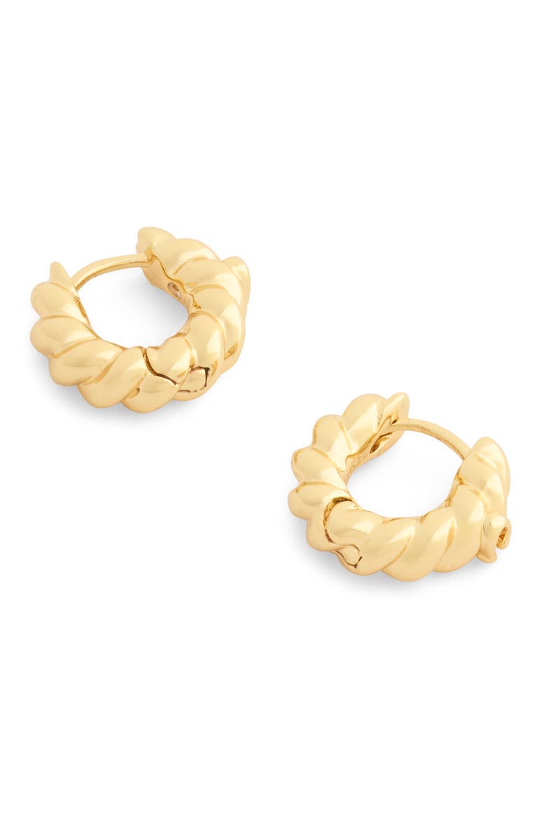 Twisted C Huggie Hoop Earrings, Alternate, color, SHINY GOLD