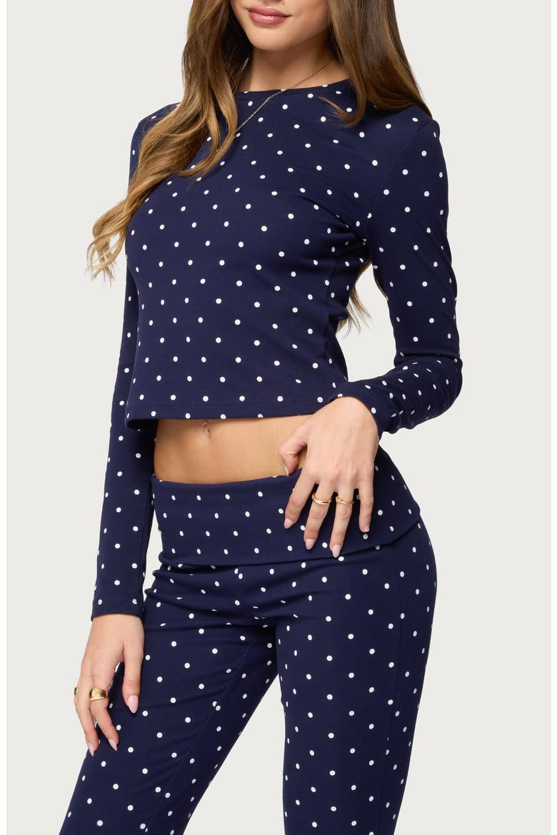 Daliya Polka Dot Crop Stretch Cotton T-Shirt, Alternate, color, NAVY