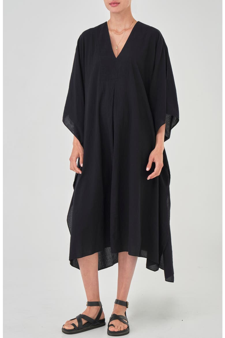 Cotton Midi Caftan, Main, color, Black