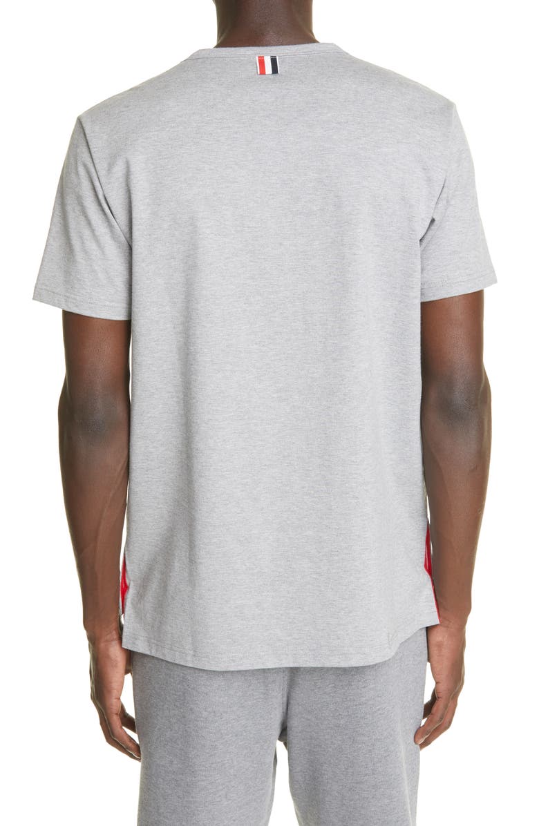 Thom Browne Stripe Trim Pocket T-Shirt, Alternate, color, Light Grey
