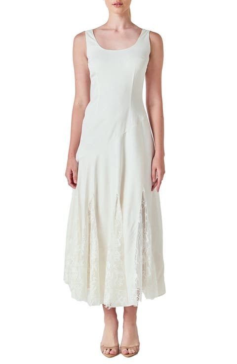 Lace Inset Satin Dress