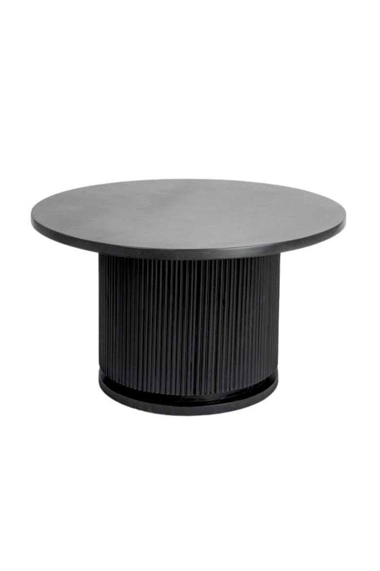 Pedestal Coffee Table with Ribbed Base, Main, color, Black