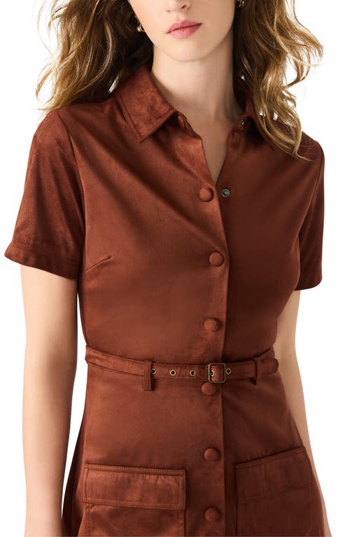 Steve Madden Joliana Faux Suede Mini Shirtdress In Animal Print